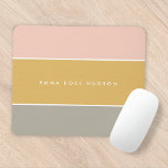 Color Block Pink Gold Gray Stripe Monogram Mouse Pad<br><div class="desc">A stylish color block mousepad with 3 horizontal stripes in blush pink,  mustard gold and gray in a modern minimalist design style. The text can easily be customized with your name for the perfectly personalized gift or home office accessory!</div>