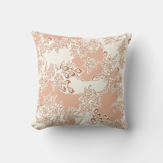 Color-Blocked Doodle Floral Cushion (Front)