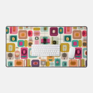Color Blocks Mid Century Modern Geometric Pattern Desk Mat