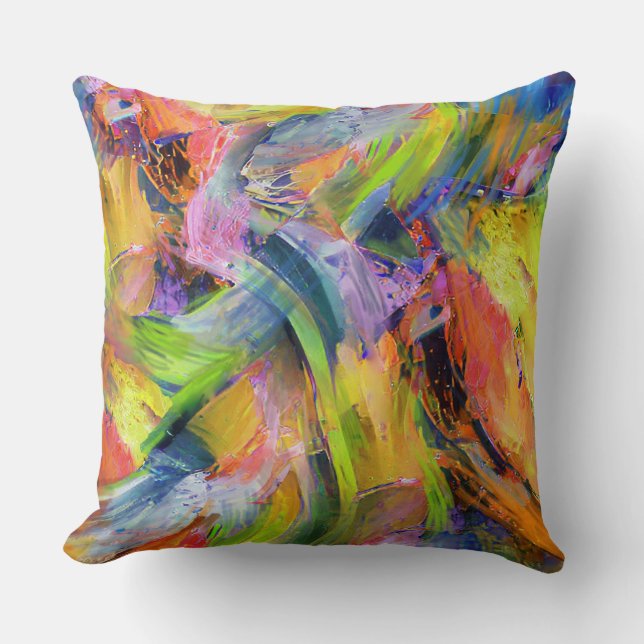 Color Brushstrokes in Yellow   Throw Pillow (Front)