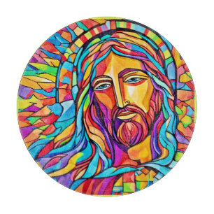 Color Burst: Beautiful Jesus Painting Cutting Board