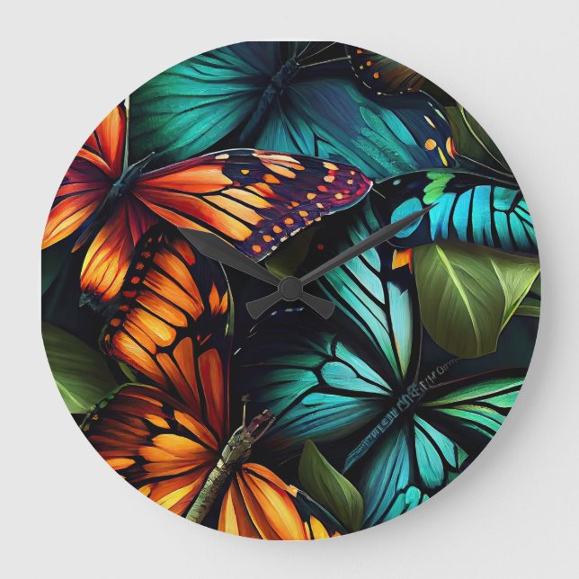 Color Burst–Butterflies in Motion Large Clock (Front)