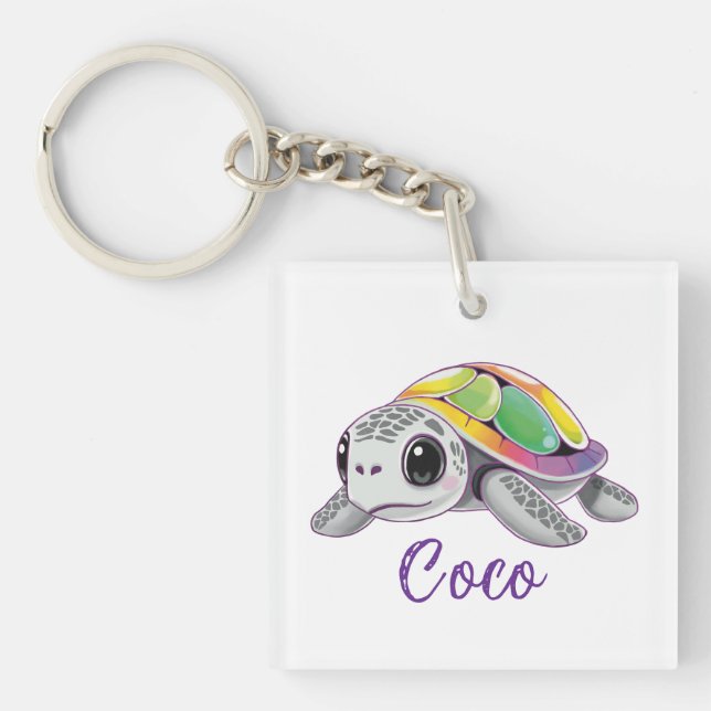 Color Burst Sea Turtle Keychain (Front)