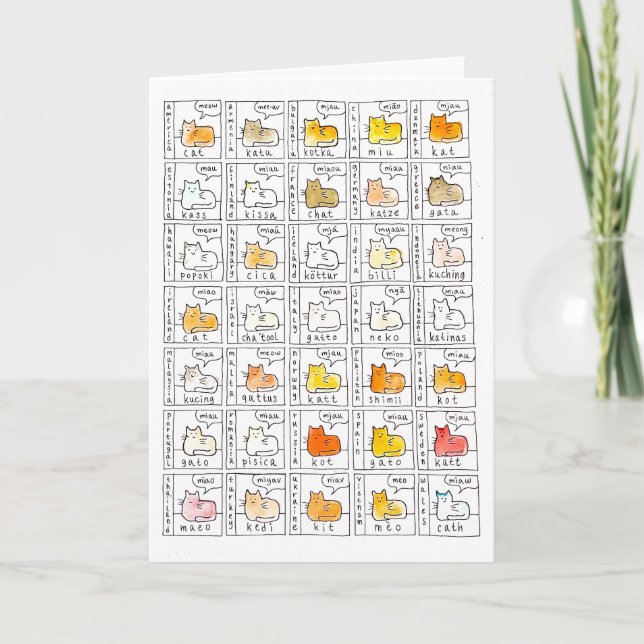 Color Cats Learn Meow Several Various Languages Card (Front)