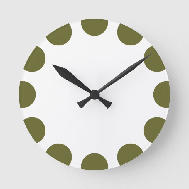 Color Crescent - Deep Olive with White Round Clock (Front)