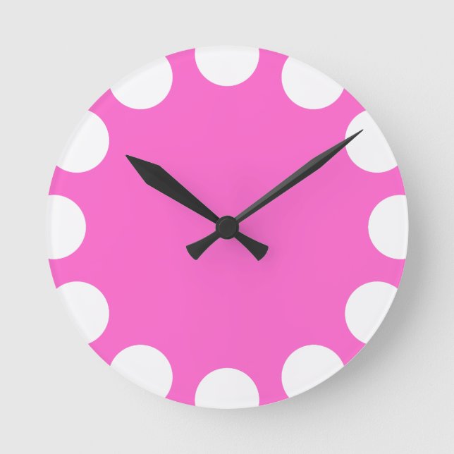 Color Crescent - White with Pink Round Clock (Front)