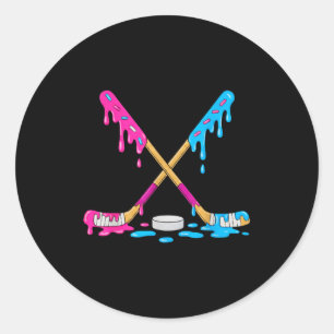 Color Drip Hockey Sticks Youth Tee Funny Ice-hocke Classic Round Sticker