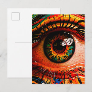 Color Explosion Eye – Vibrant Abstract Realism Postcard
