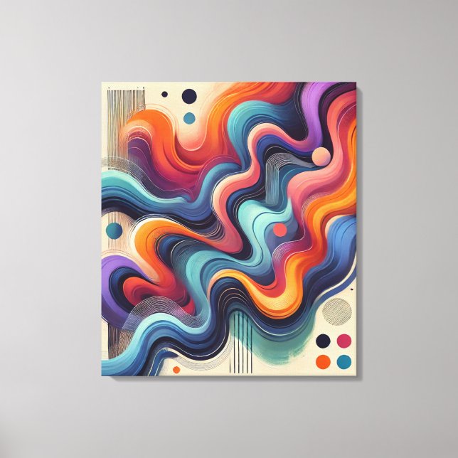 Color Flow Abstract Art Wrapped Canvas (Front)