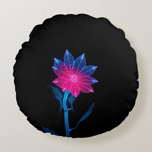 Color flower round pillow (Front)