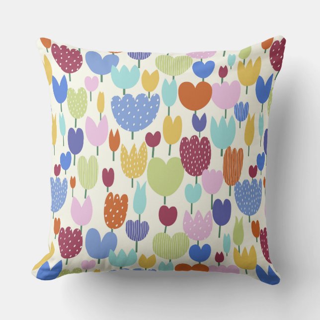 Color flowers throw pillow (Front)