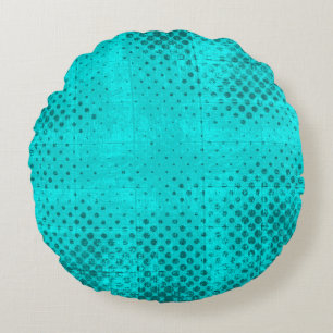 Color grunge turquoise background. Halftone elemen Round Pillow