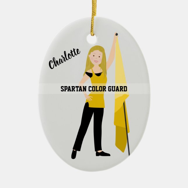 Color Guard Blonde In Yellow & Black Ceramic Ornament (Front)