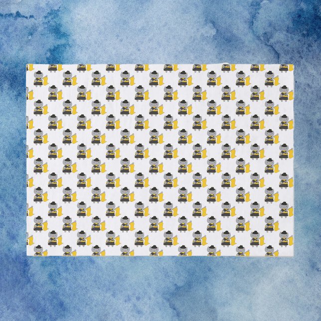 Color Guard Cartoon Cat Black Yellow Pattern Tissue Paper (Tissue paper with a pattern of gray cats in black and yellow color guard uniforms.)