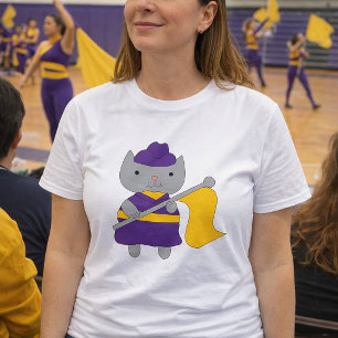 Color Guard Marching Band Cat Purple Yellow Gold T-Shirt
