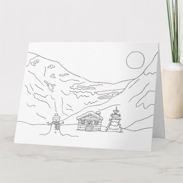 Color in Christmas Landscape Card (Front)