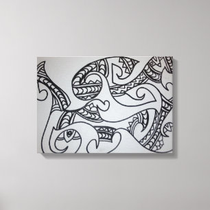 Color It Yourself Maori Motif Canvas Print