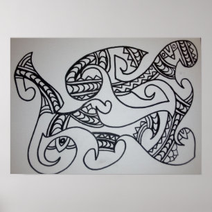 Color It Yourself Maori Motif Poster