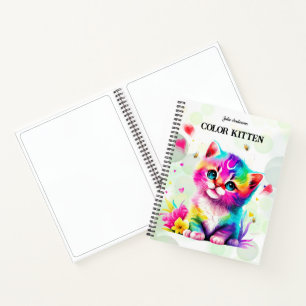 Color kitten personal name/title Spiral Sketchbook Notebook