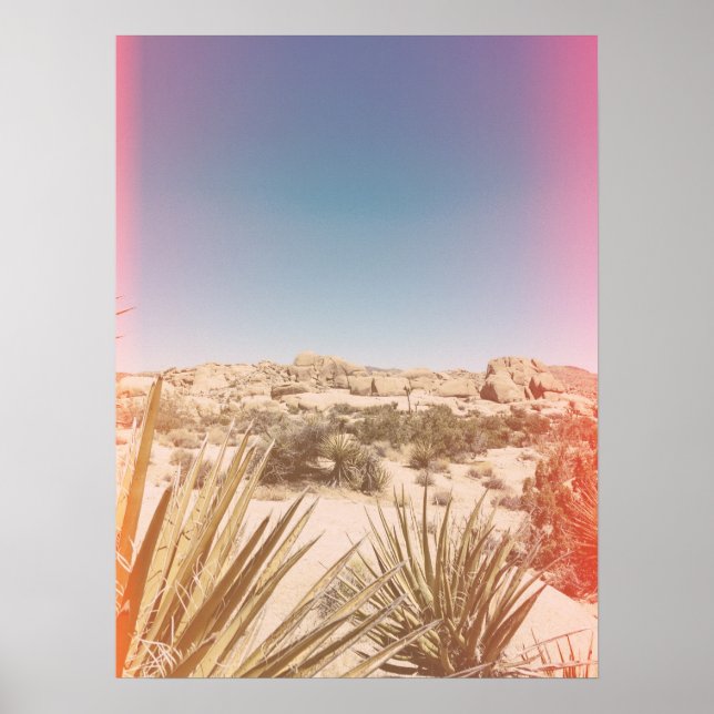 Color Light Leak Boulders at Joshua Tree Poster (Front)