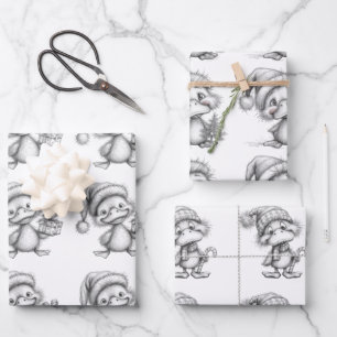 Color me Christmas Goose Wrapping Paper Sheet