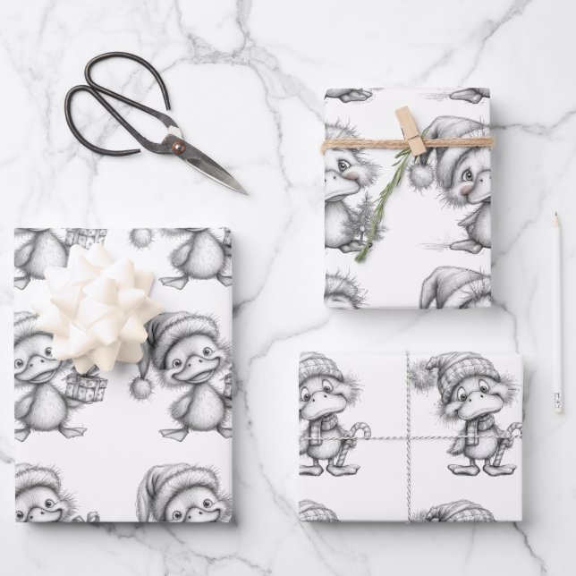 Color me Christmas Goose Wrapping Paper Sheet (Front)