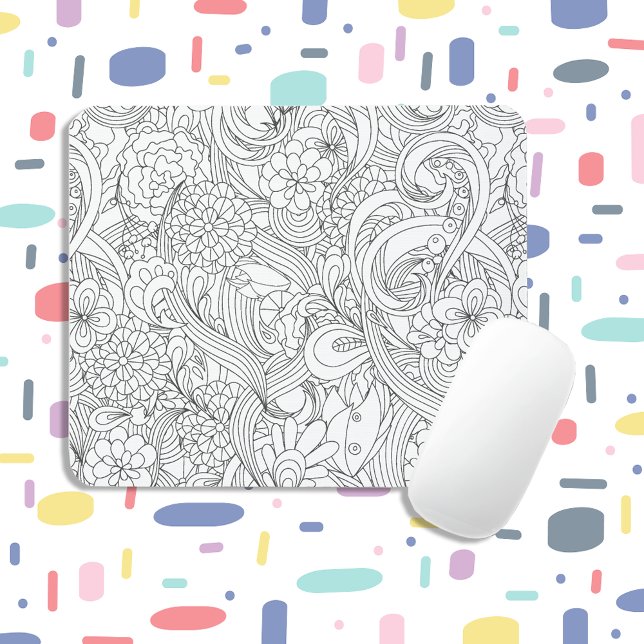 Color Me In•Camellia Flower Pattern Mouse Pad (Creator Uploaded)