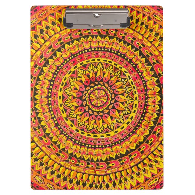 Color Orange Mandala Original Art  Clipboard (Front)