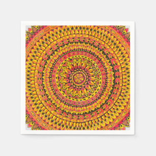 Color Orange Mandala Original Art  Napkin