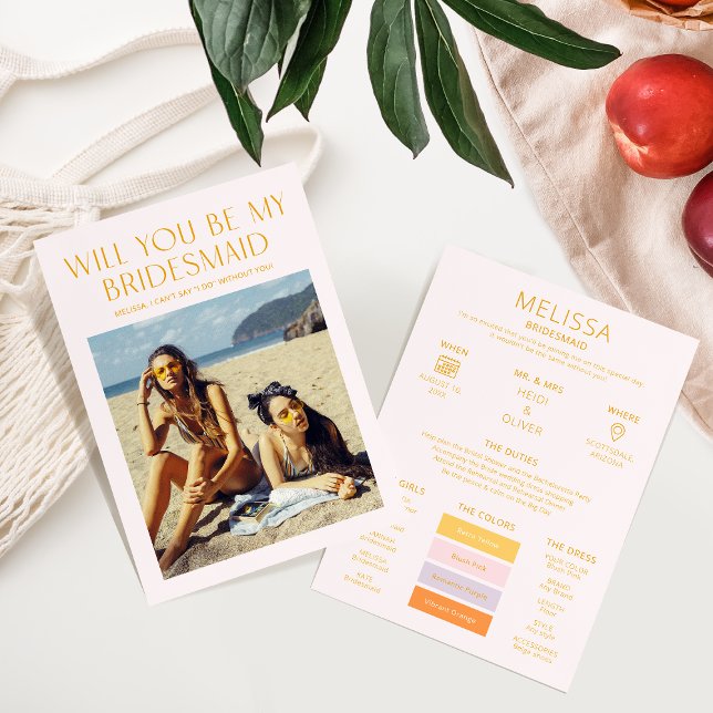 Color Palette Photo Be My Bridesmaid Proposal Card (Creator Uploaded)