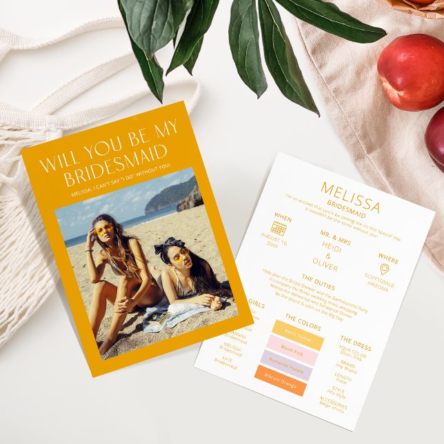 Color Palette Photo Be My Bridesmaid Proposal Card (Creator Uploaded)