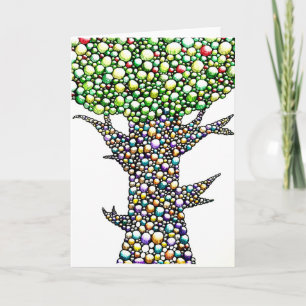 Color Pencil Bubbles Tree Drawing Art Card