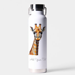 Color Pencil Giraffe Sketch – Artistic Hand-Drawn  Water Bottle