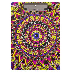 Color Pencil Purple Yellow Mandala Clipboard