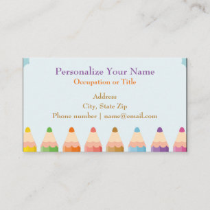 Color Pencils Artist School Teacher Tutor Business Card