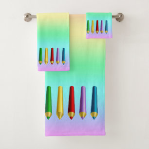 Color Pencils Bath Towel Set