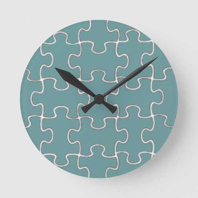 color puzzle pieces round clock (Front)