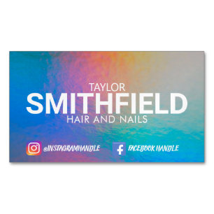 Color Shift Neon Light Holographic Trendy Magnetic Business Card