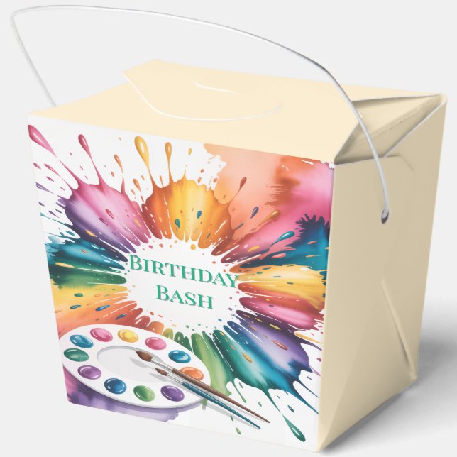 Color Splash Art Birthday Bash Favor Box (Back)