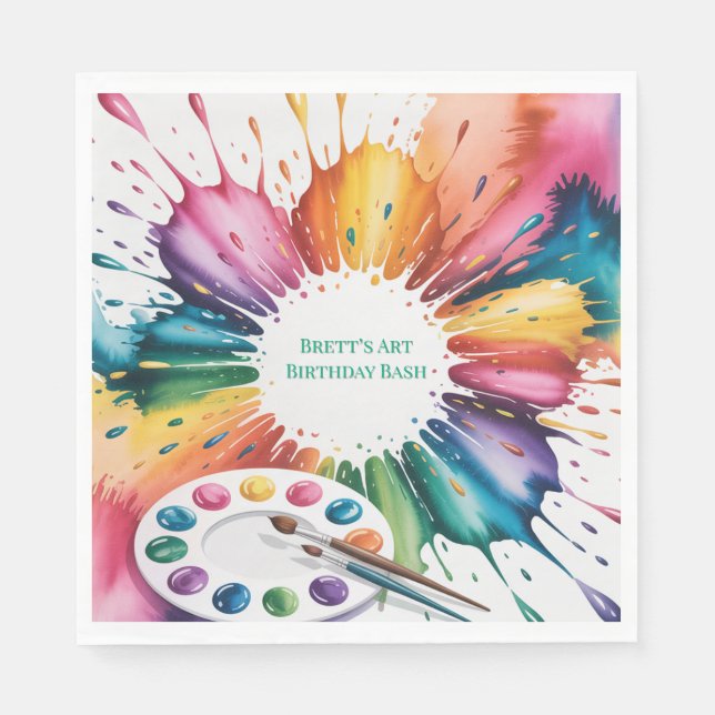 Color Splash Art Birthday Bash Napkin (Front)