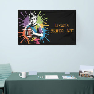 Color Splash Football Boy Birthday Party Banner