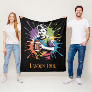 Color Splash Football Boy Birthday Party Gift Fleece Blanket