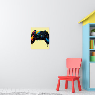 Color Splash Game Controller Sticker  Poster