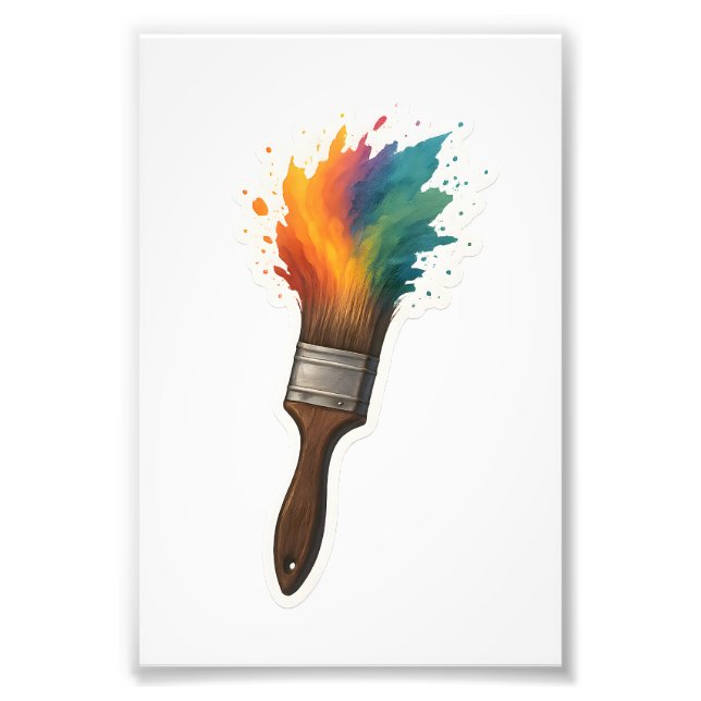 Color Splash Paintbrush Photo Print (Front)