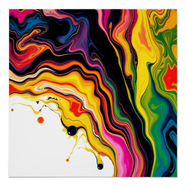 Color Splash Swirl – Vibrant Abstract Drip Art Poster (Front)