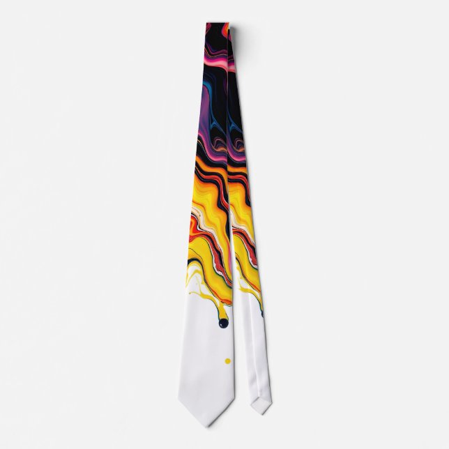Color Splash Swirl – Vibrant Abstract Drip Art Tie (Front)