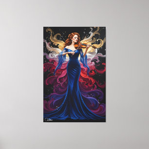Color Splash Violin Girl Canvas Art