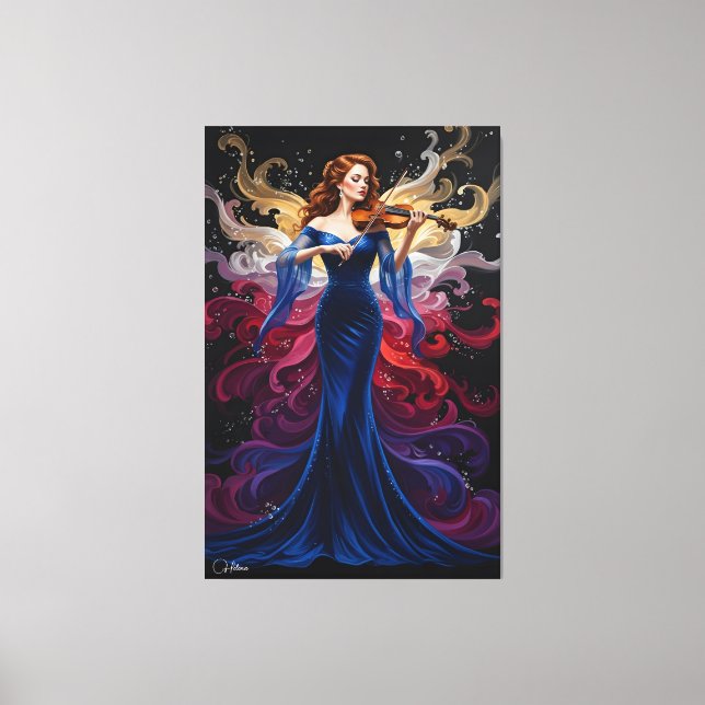 Color Splash Violin Girl Canvas Art  (Front)