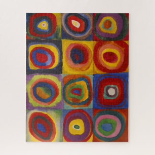Color Study Squares With Concentric Circles Jigsaw Puzzle