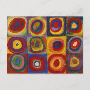 Color Study Squares With Concentric Circles Postcard